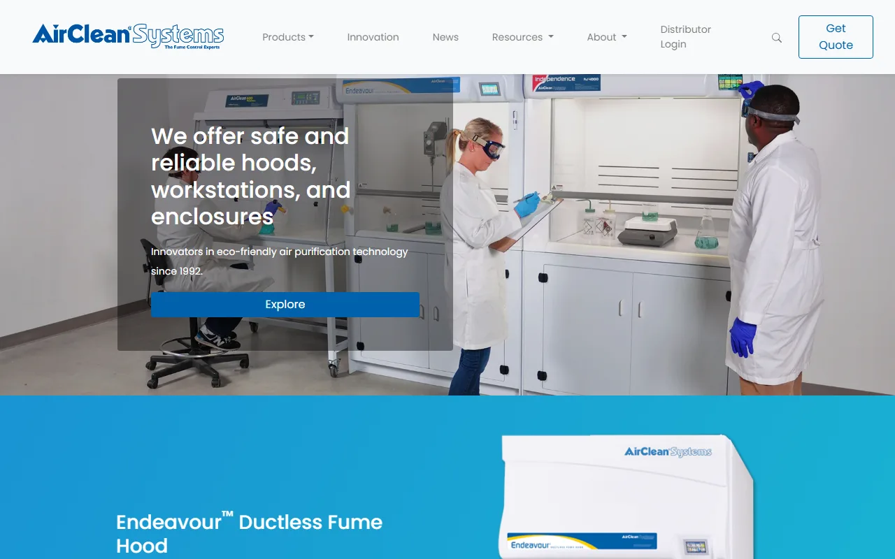 Air Clean Systems homepage, built by Forzur