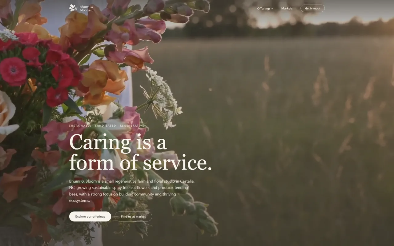 Bhumi & Bloom Co. homepage, built by Forzur