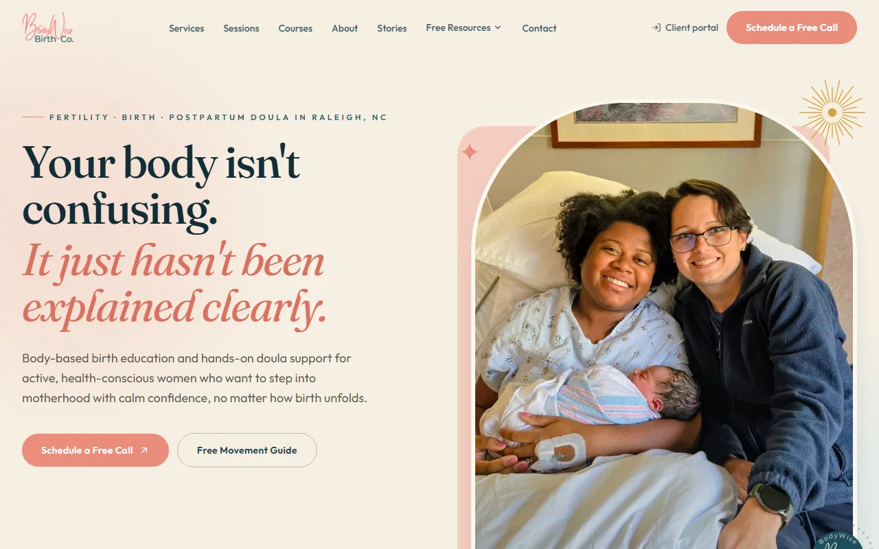 BodyWise Birth Co. homepage, built by Forzur