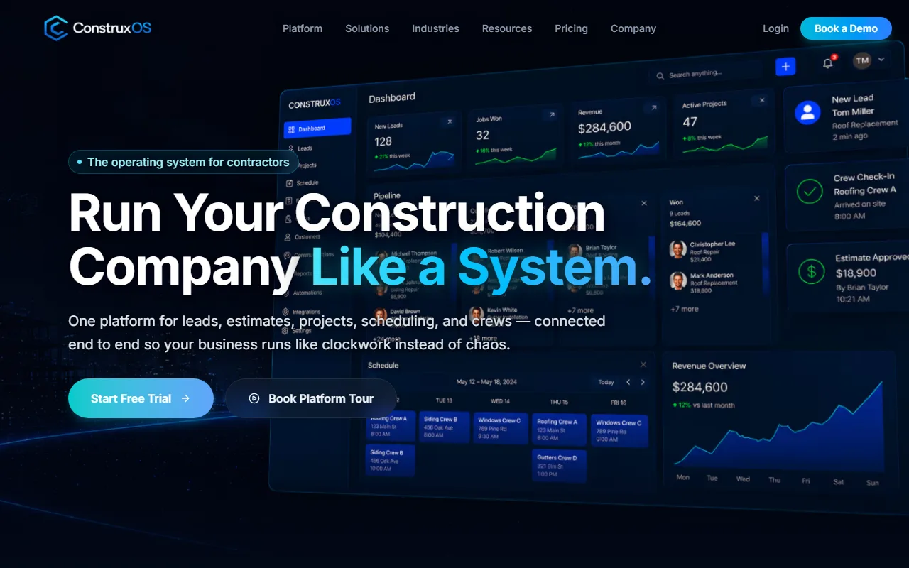 Construxos homepage, built by Forzur