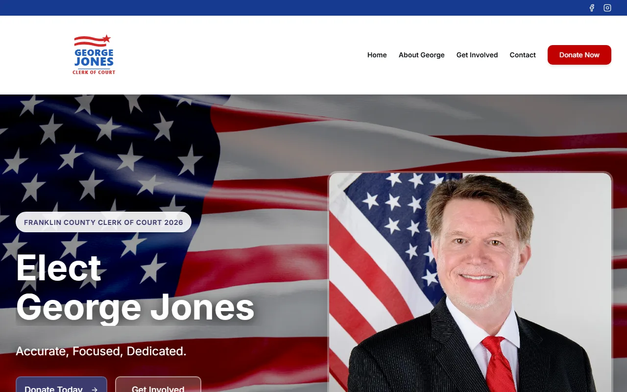 George Jones for Clerk of Court homepage, built by Forzur