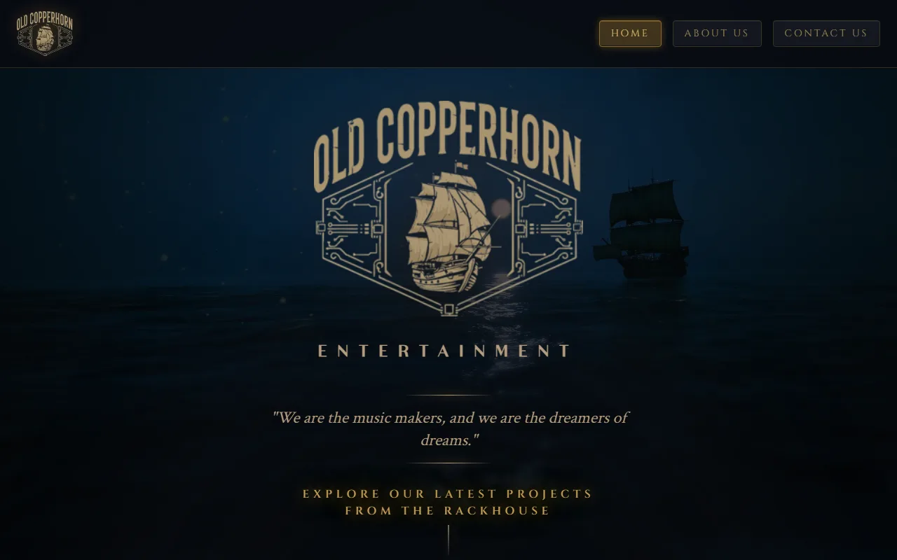 Old Copperhorn Entertainment homepage, built by Forzur